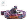 Blue Plaid Dog Collar with Bow Tie Plastic Buckle Dog