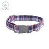 Blue Plaid Dog Collar with Bow Tie Plastic Buckle Dog